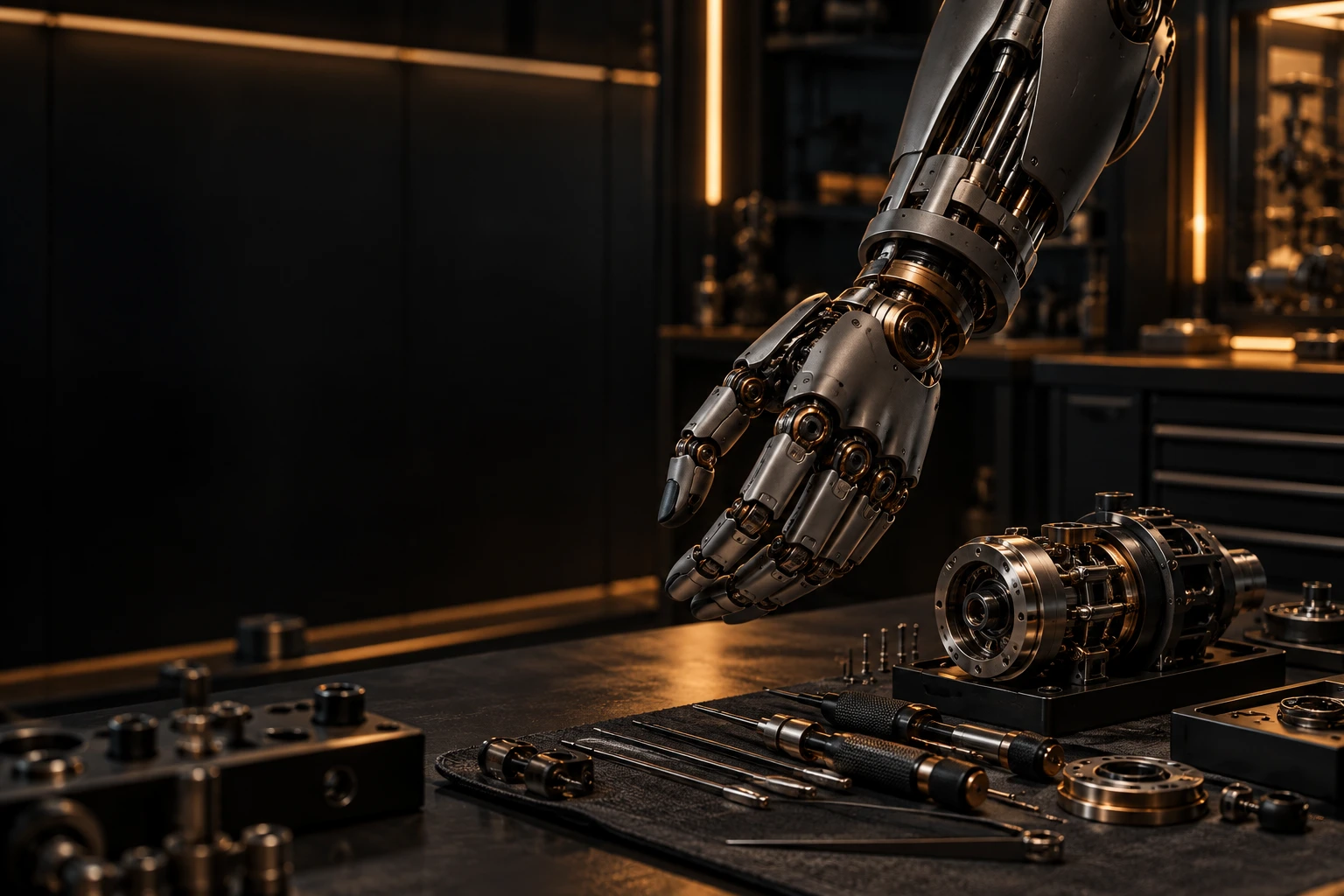 Concept precision robotic restoration lab with an industrial robotic arm